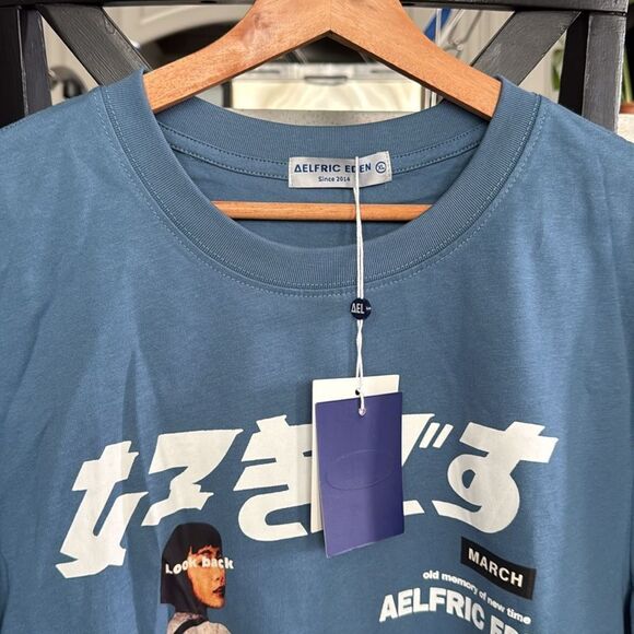 NWT Aelfric Eden Blue Graphic T-Shirt Oversized Tee Unisex XL Short Sleeves Crew - Picture 5 of 9
